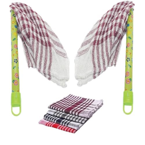 Image of Sir Prize Dusting Cloth Combo|| 2 pcs Dusting Jatakni Wooden Handle and 4 pcs Cotton Duster Cloth for Home /Shop /Office /Furniture Cleaning (Multicolor, Pack of 6)