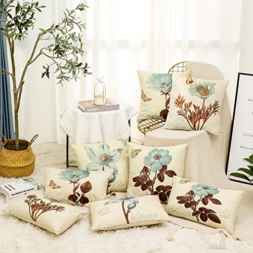 Monkeysell Pack Of 4 Linen Pillow Covers 18 X 18, Rustic Farmhouse Decorative Square Throw Pillow Covers 18X18 Inch For Sofa Couch Decoration #TOP5