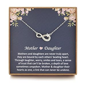 Mother and Daughter Necklace, Sterling Silver Infinity with Heart Necklace for Mom, Mum Gifts from Daughter, Mothers Day Gifts, Birthday Jewelry
