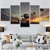 SIGNWIN 5 Panel Canvas Wall Art Palm Tree for Home Decorations Ready to Hang - 60