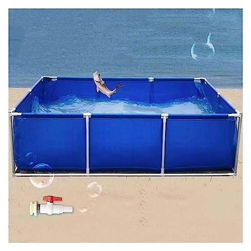 Piscina elevada Rectangular portátil y Duradera - 1 x 1 x 0,5 m, con depósito de Agua de PVC para acuarios de Exterior, con Estructura de Acero, Ideal para koi y Peces Dorados - Azul