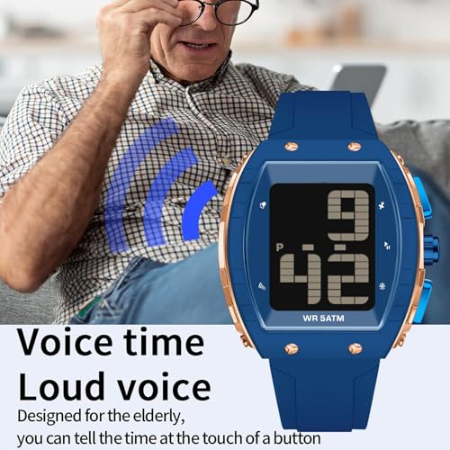 Image of findtime Digital Watches for Elderly Men, Large Face Voice Talking Watch with English Speaking LED Backlight Big Number Easy to Read Timer Alarm 5ATM Waterproof