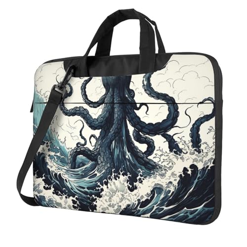 Bolso para portátil con diseño oceánico, negro, 13 pulgadas miniatura 1