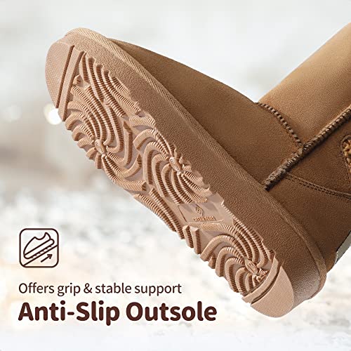 Dream Pairs Boys Girls Sweaty-Buckle-K Warm Faux Fur Lined Mid Calf Shearling Winter Snow Boots Chesnut Size 2 Little Kid #TOP3