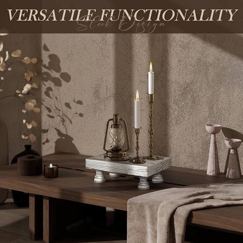 EOSAHR Boho Fir Wood Risers for Decor for Small Vanity - Decorative Risers Display Stand for Home Decor - Double as Plant Stand & Perfume Organizer (Distressed White, 8.5") by EOSAHR - Image 3