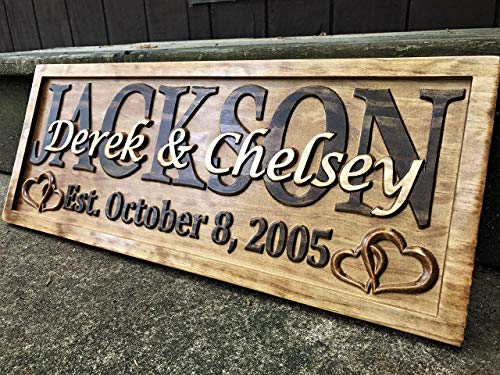 Personalized-Wedding-Gift-Last-Name-Established-Sign-Family-Name-Signs-Custom-Wood-Sign-Carved-Wood-Decor-3D-Hearts-Couples-Sign-5-Year-Anniversary-Gift Personalized Wedding Gift Last Name Established Sign Family Name Signs Custom Wood Sign Carved Wood Decor 3D Hearts Couples Sign 5 Year Anniversary Gift
