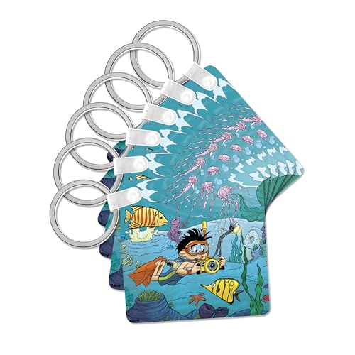 3dRose, Kikeo with an underwater camera explores the reef, set of 6 Key Chains