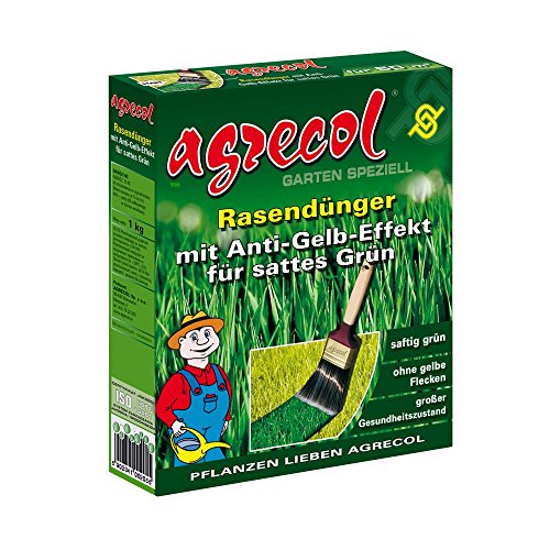 Premium Césped abono contra manchas amarillas y espacios en el césped - hochergiebig 1 kg para 50 m² superficie de hierba Cover