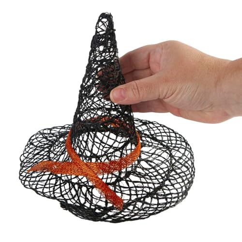 Factory Direct Craft Abaca Witch Hats Set of 6 - Small Woven Black Hats for Halloween Decorating (8 Inches High x 8 Inches Diameter)