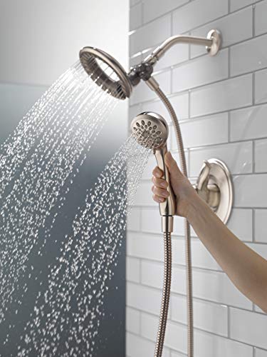 Image of Delta Faucet Linden 17 Series Dual-Function Shower Faucet, Shower Trim Kit with 4-Spray In2ition 2-in-1 Dual Hand Held Shower Head with Hose, Stainless T17294-SS-I (Valve Not Included)