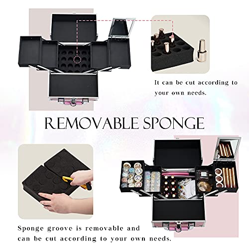 Stagiant Makeup Train Case For Girls Nail Polish Organized Cosmetic Box Jewelry Organizer Lockable With Keys 4 Tier Trays Carrying With Pink Handle Makeup Storage Box - Pink Mermaid #TOP1