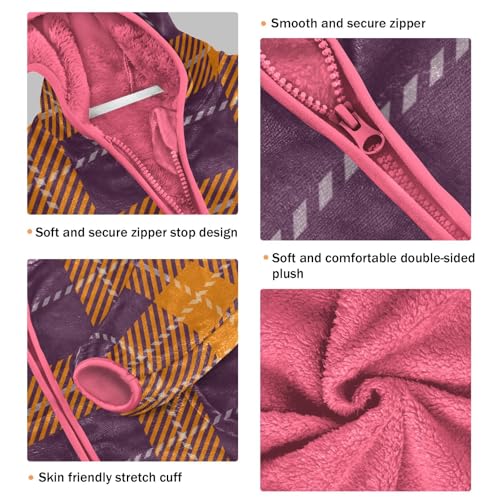 GuoChe Violet Buffalo Plaid Tartan Check Scotland Orange Purple Boys Winter Coats Sherpa Lined3