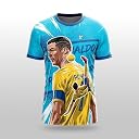 GOAT Edition Aqua Tribute Football Jersey | Personalized Name & Number Custom Soccer Fan Shirt | Lightweight Dry-Fit Blue Teamwear Men Women Kids | Iconic Overhead Kick Collector Gift India gallery image