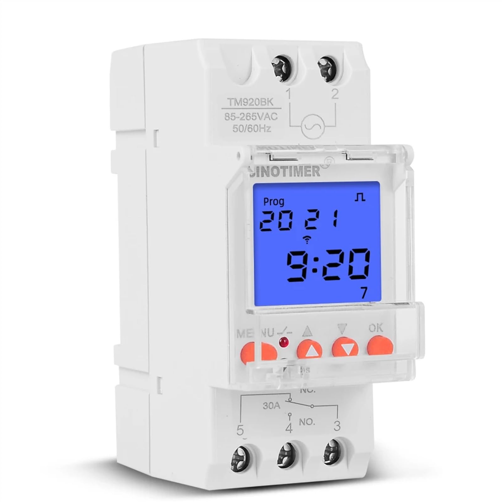 TM920AKL electrónico 3 en 1 Interruptor de Temporizador programable Digital de 7 días con función de Cuenta atrás Pluse relé de Tiempo de Carril DIN 85-265VAC(30A)