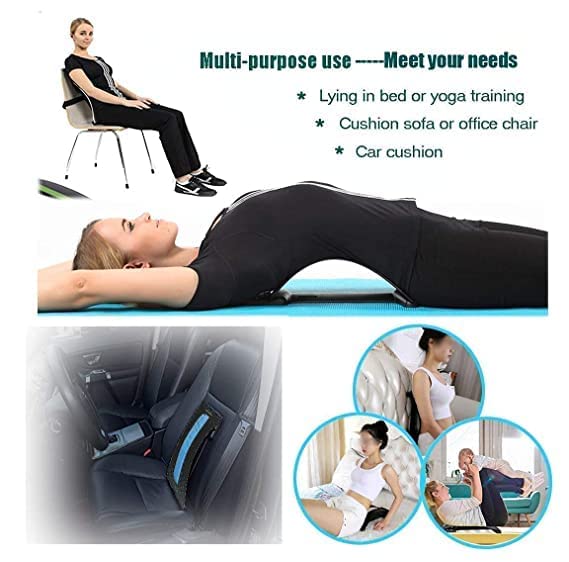 Krupasadhya back pain relief product back stretcher, spinal curve back relaxation device, multi-level lumbar region back support for lower and upper muscle pain relief, back massage for bed chair and car Krupasadhya back pain relief product back stretcher, spinal curve back relaxation device, multi-level lumbar region back support for lower and upper muscle pain relief, back massage for bed chair and car