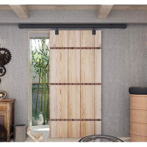 DIYHD 8FT Ceiling Mount Black Box Track Sliding Barn Door Hardware,Fit Interior and Exterior Use,Hardware for 42"-48" Wide Door Cover