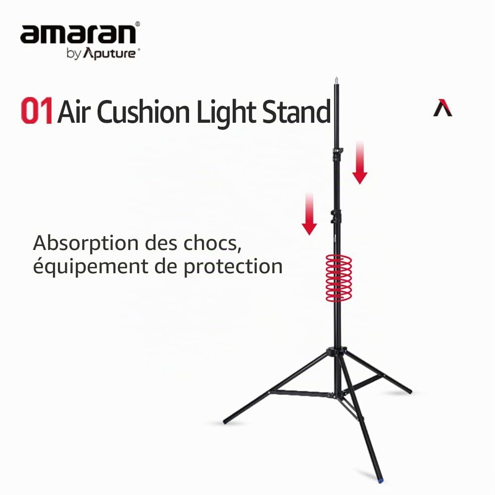 Aputure Light Stand Trépied léger en Aluminium épais avec Rembourrage pneumatique 2,8 m