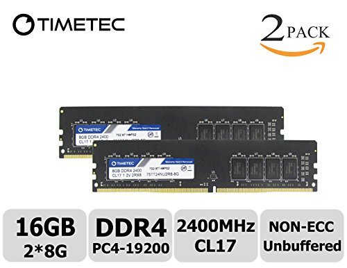 Image of Timetec Hynix IC 16GB Kit(2x8GB) DDR4 2400MHz PC4-19200 Non ECC Unbuffered 1.2V CL16 2Rx8 Dual Rank 288 Pin UDIMM Desktop PC Computer Memory Ram Module Upgrade (16GB Kit (2x8GB))