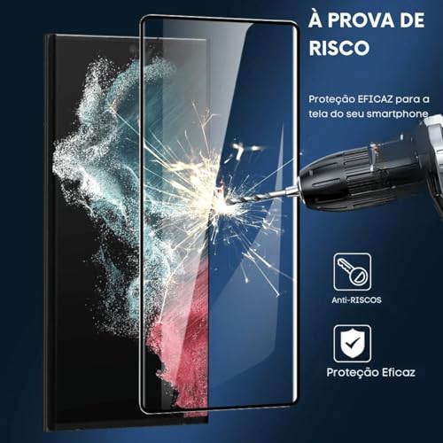 Película de Vidro 3D Tela Toda + Capa Capinha Case Premium Preta para Samsung Galaxy S23
