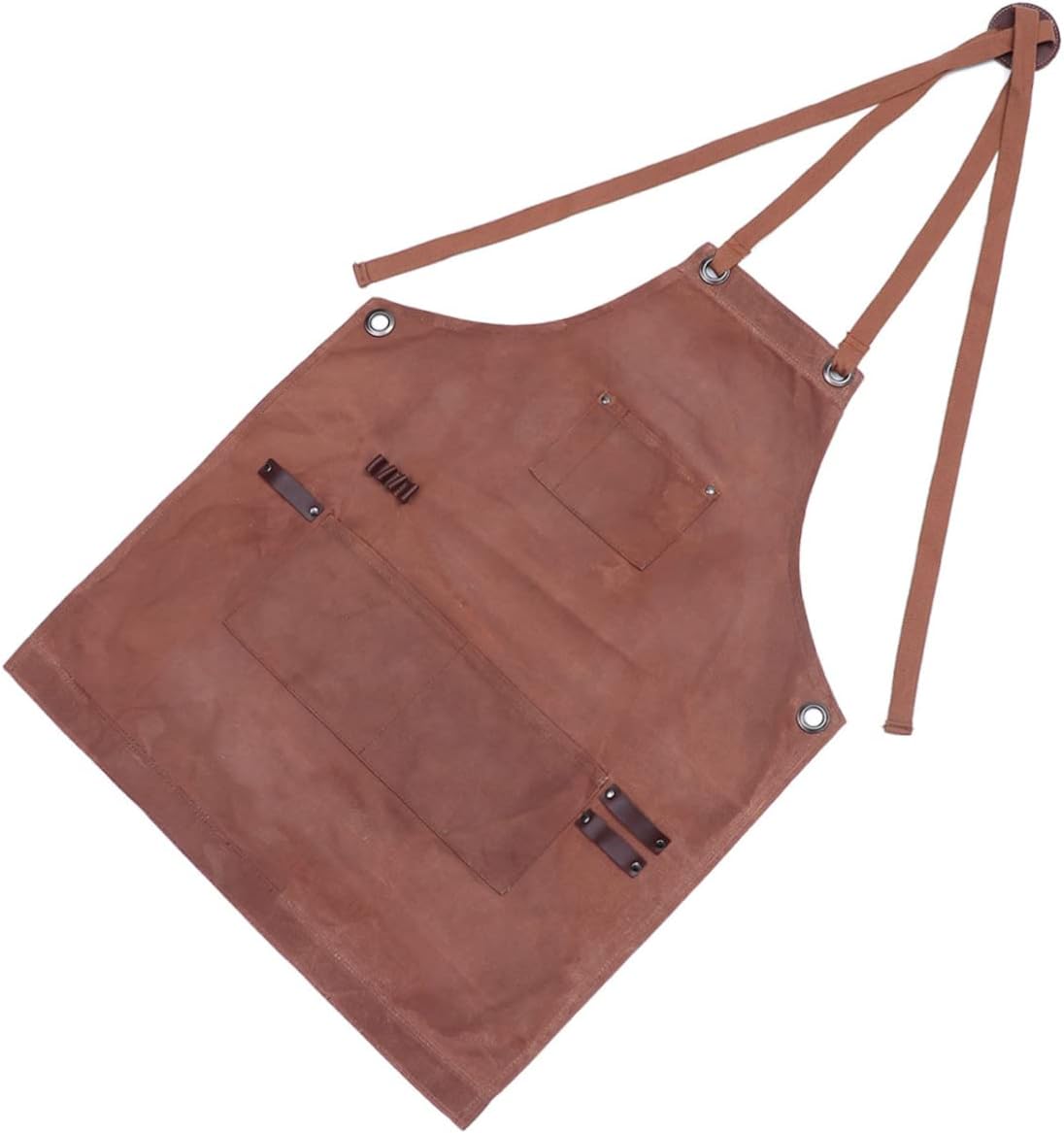 Woodworking Apron for Men Heavy Duty Waxed Canvas Tool Apron with Multiple Pockets Comfortable Cross Back Strap Design for Mechanics Gardeners and DIY Enthusiasts