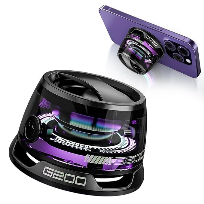 Image of G200 Magnetic Bluetooth Speaker with RGB Lights Portable Sound Waterproof Pocket Size Multifunctional 2 in 1 Phone Stand & Speaker for iPhone, Android
