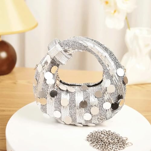 Sequin Purse Sparkly Sequin Purse Y2K Round Hobo Bag Striped Underarm Crossbody Shoulder Bag Zipper Trendy Gift2