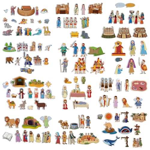 Image of Windkream 12 Set Felt Board Stories Pieces Set Felt Animals Bible Fairy Tales for Preschool Animals Figures Flannel Board Stories for Toddlers Preschool Kindergarten Storytelling(Bible)