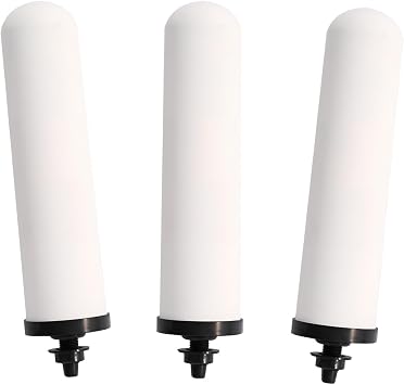 HUINING 3PCS 7" Ceramic Filter Candle Activated Carbon Replacement Filters Compatible with ProOne and Berkey Countertop Gravity Water Filter System, Household Water Bucket,Water Cooler Filtration