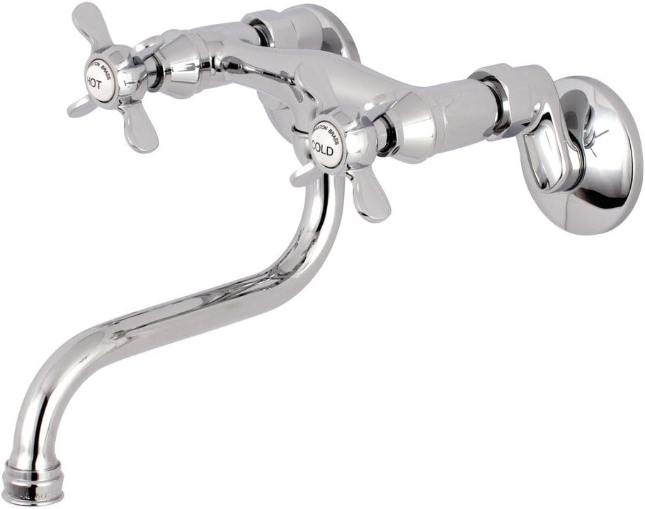 Kingston Brass KS116C Essex Two Handle Wall Mount Bathroom Faucet, Polished Chrome