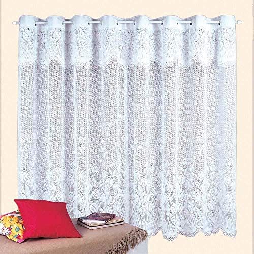 Cortina Renda Copa Cozinha Tulipinhas 2,00x 1,50m Cortilester U BRANCO