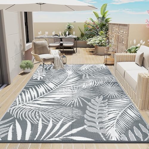 Enyhom Grand Tapis d'extérieur imperméable pour Jardin - 240 x 300 cm - Tapis d'extérieur réversible en Paille en Plastique, Portable, Pliable - Tapis...