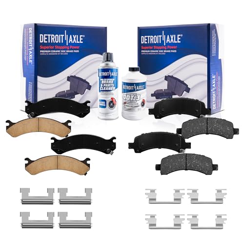 Image of Detroit Axle - Brake Pads for 2003-2020 Chevy GMC Express Savana 2500 3500 Ceramic Brake Pads 2004 2005 2006 2007 2008 2009 2010 2011 2012 2013 2014 2015 2016 2017 2018 2019 Front & Rear Replacement