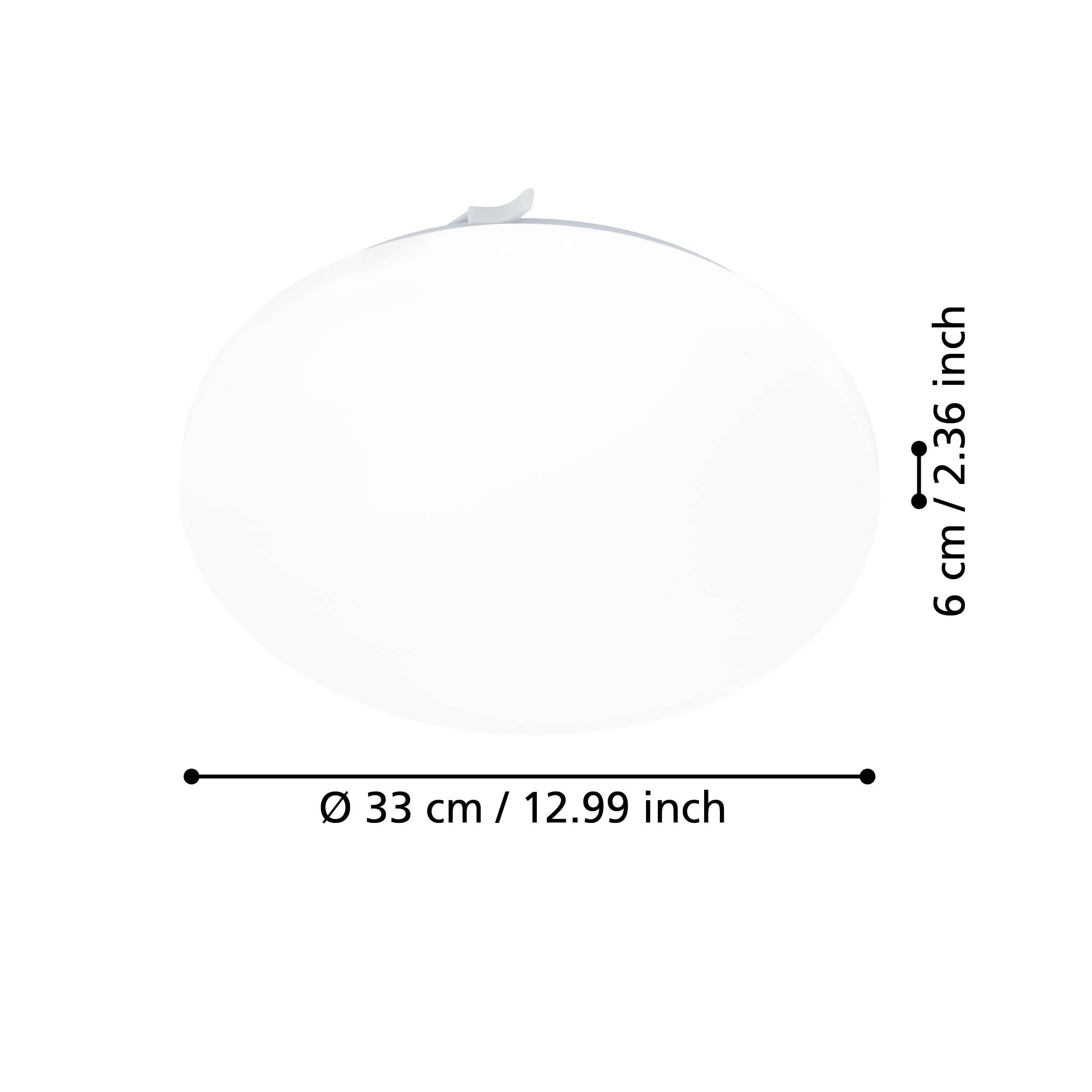 EGLO LED Badezimmer-Deckenlampe Frania, 1 flammige Deckenleuchte, Material: Stahl, Kunststoff, Farbe: Weiß, Ø: 33 cm, IP44