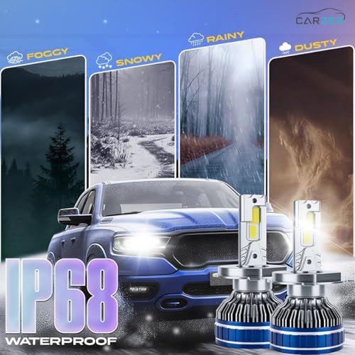 Image of Carzex Smart AI H4 LED Headlight Bulbs for Cars, 250W (125 Watts x 2), 18,000 Lumens Super Bright Conversion Kit for Cars, 6500K Cool White, AI App Controlled | Set of 2 | 1 Year Warranty