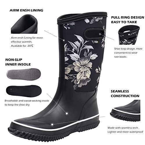 Wtw Women's Rubber Rain Boots - Mid Calf Waterproof Insulated Neoprene Muck Boots Outdoor Hunting Barn Boots For Women #TOP1