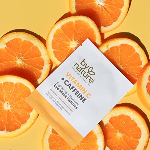 By Nature Vitamin C + Caffeine Brightening + Hydrating Under Eye Mask Patches - Energizing + Replenishing Eye Patches For Dark Circles - Skincare From New Zealand - Under Eye Patches - 5 Pairs #TOP3