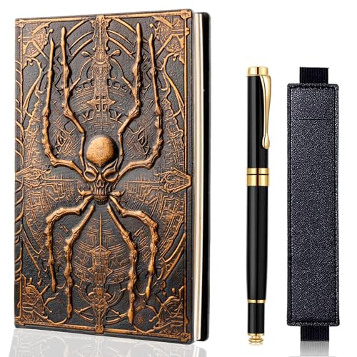 Cuaderno vintage de araña DND FEIDIAO en relieve con tapa dura A5 de piel sintética 3D de lujo