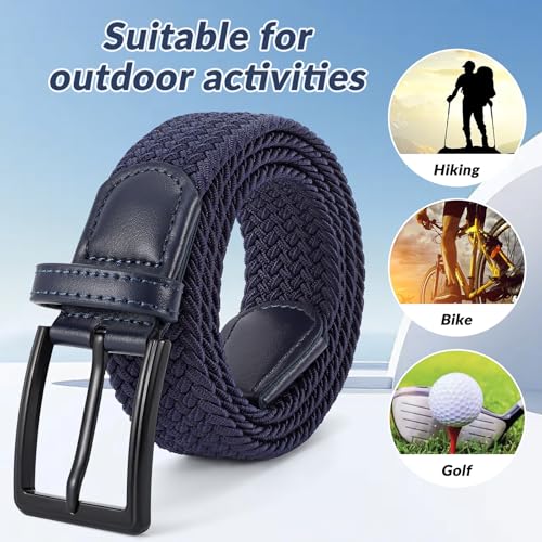 Image of BELTROAD Elastic Braided Belt Mens Golf Belts No-Hole Design Lightweight Breathable Woven Stretch Belt for Golf Casual