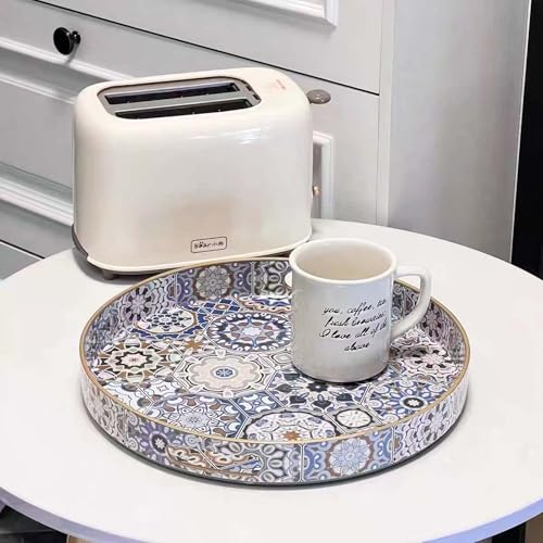 Round-Serving-Tray-with-Handles-Boho-Coffee-Table-Tray-Serving-TrayLarge-Tray-for-Ottoman-Coffee-TableModern-Decorative-Tray-for-Living-Room Round Serving Tray with Handles Boho Coffee Table Tray Serving TrayLarge Tray for Ottoman Coffee TableModern Decorative Tray for Living Room