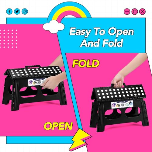 Image of Delxo Folding Step Stool 9 inch 2 Pack,300 Lbs Step Stool for Kids&Adults