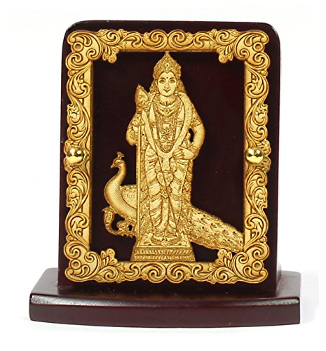 Image of Eknoor Car Dashboard Idol- Super Carving - Lord Swami Kartikeya Ji with Peacock for Car Dashboard and Pooja Ghar