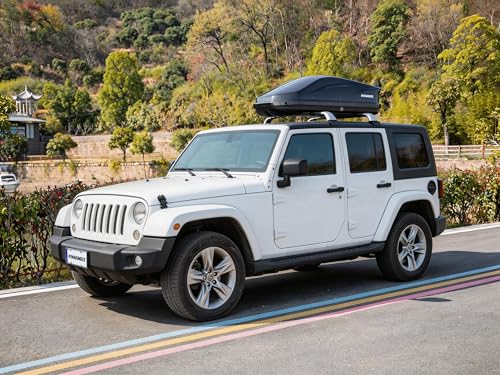 PINNAMAX Dachbox 450L Abschließbar – Dachkoffer Auto Beidseitig Öffnend, wasserdichte Autodachbox für Dachträger, Dachgepäckbox für SUV Kombi Van (450L)
