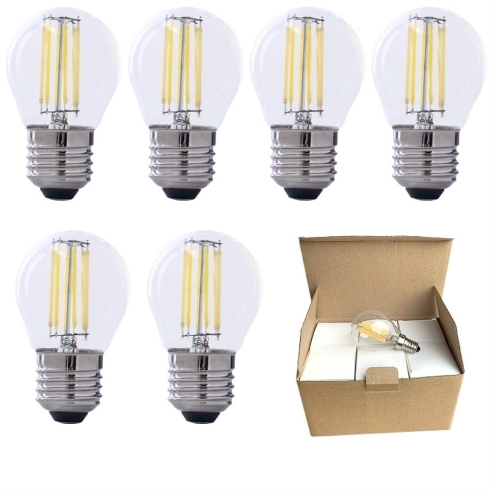 HongHeFu, Paquete de 24, lámpara de filamento LED G45 AC220V 4W/6W Edison Retro personalidad creativa bombilla Led luz decorativa(Warm White 3000K,E27-4W)