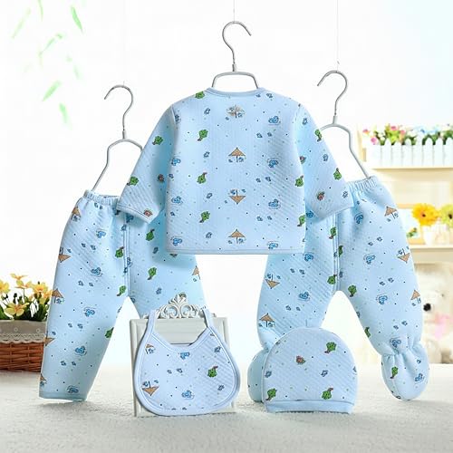 Image of Presents New Born Baby Winter Wear Printed Baby Clothes 5Pcs Sets 100% Cotton Boys Girls Unisex Baby Cotton /Winter or Flannel Suit Infant Clothes