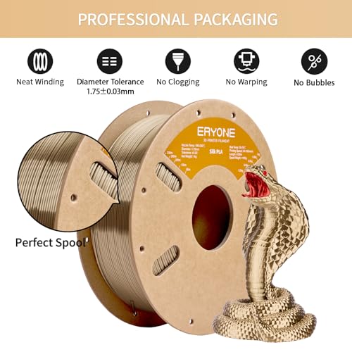 Image of ERYONE Silk PLA Filament for 3D Printer 1.75mm + /- 0.03mm, Shiny Filament 1kg (2.1lbs) /Spool, Champagne