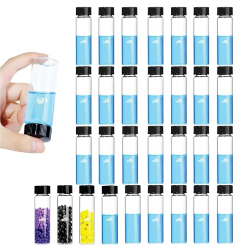 Image of Bello 30ml 30pcs Clear Glass Vials Culture Tube, Glass Sample Vial with PE Stopper, Leak-Proof Small Glass Bottles Containers Essential Oil Bottles for Storage Liquid, Pills and Lab Home Kitchen Use.