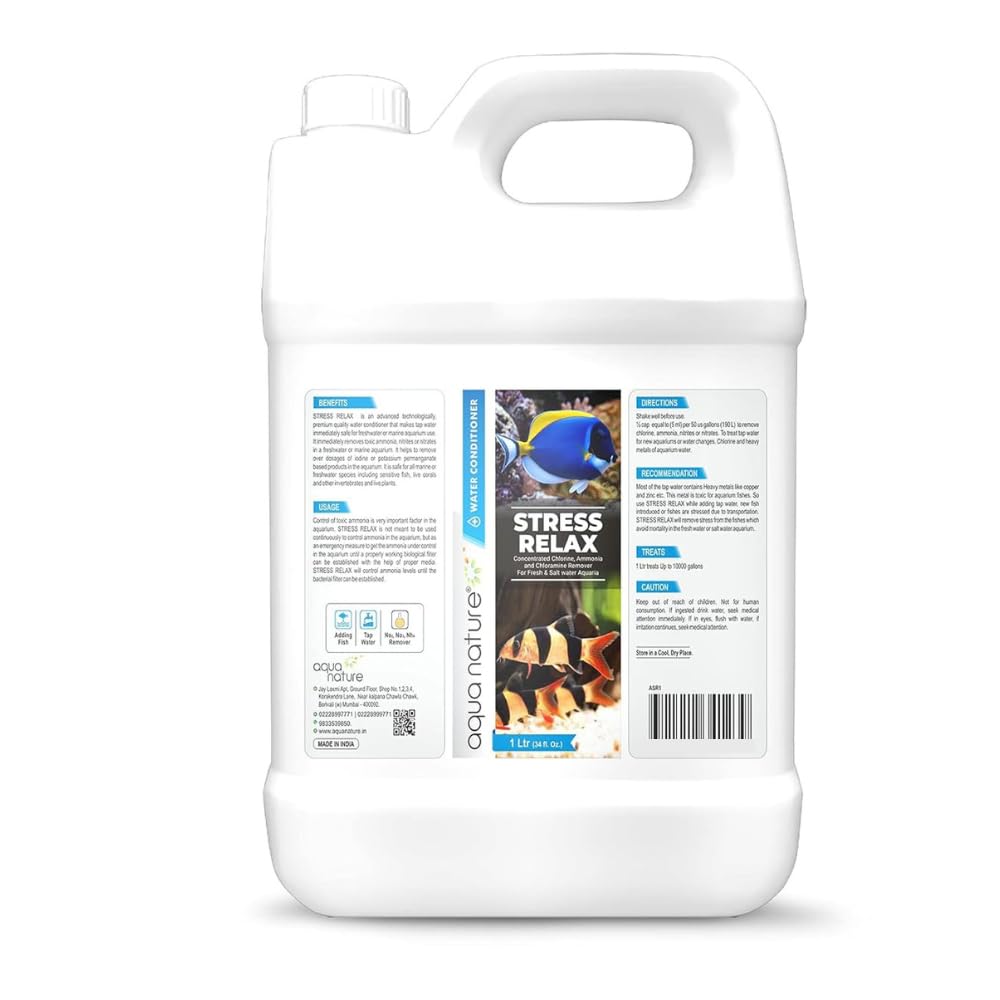 See full amazon price history chart for AquaNature Stress Relax Water Conditioner Concentrated Chlorine, Ammonia and Chloramine Remover for Marine and Freshwater Aquarium (1Ltr) AquaNature Stress Relax Water Conditioner Concentrated Chlorine, Ammonia and Chloramine Remover for Marine and Freshwater Aquarium (1Ltr) (B08TVSWVRF) Amazon Price History, Amazon Price Tracker