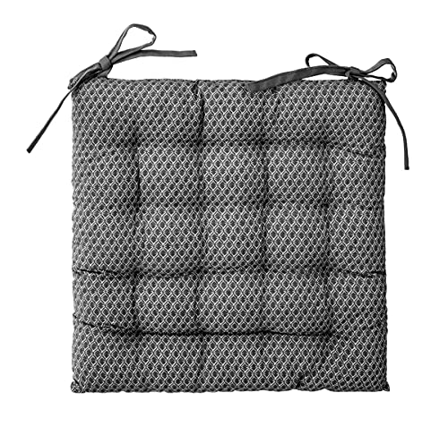 PEGANE Lot de 4 Galettes de Chaise Gris à Motifs - 38 x 38 cm