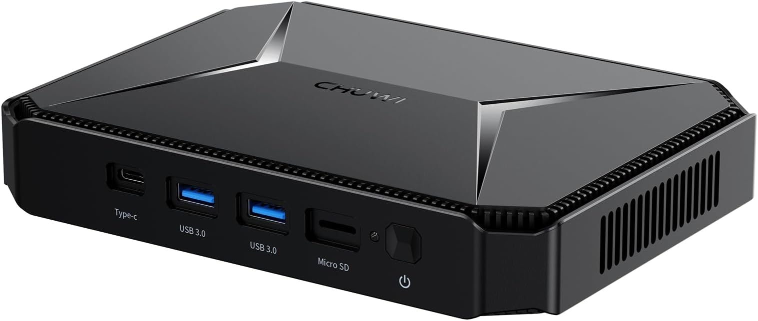 CHUWI Mini PC HeroBox, Intel N100(Up to 3.4GHz,TDP 13W), 8GB LPDDR5 256GB M.2 SSD, Windows 11 Mini Computer, 4K Dual Display/WiFi 6 /BT5.2 /RJ45 Ethernet/VESA/USB 3.0/VGA/HDMI/Up to 2TB SSD