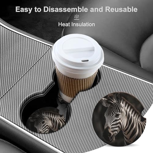 Portavasos para coche con diseño de fotos animales, 2 unidades, madera universal miniatura 4